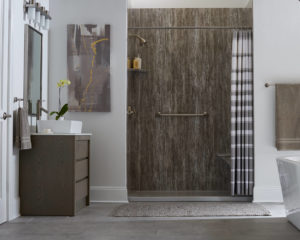 A darker design for a low-threshold shower