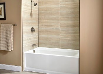 A new soaker tub with stylish wall surrounds